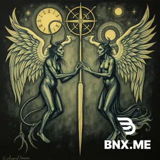 Edward Burne-Jones painting of scary demonic and angelic logos and symbols, obscure tones, high detailed