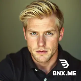 Homme blond 6 pieds yeux bruns avec polo