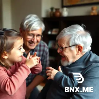 A deaf child being played with by his parents along with his grandparents