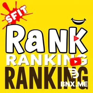 Create a professional YouTube channel logo for a comedy and entertainment channel named "FIT FAT". SIZE: 800 x 800 pixels (square, 1:1 ratio) BACKGROUND: Bright vibrant yellow (#FFD700) with subtle red (#FF0000) diagonal splash in the corner. MAIN TEXT: "RANK RANKING" in huge bold uppercase letters. - "Rank" in solid black (#000000) - "Ranking" in solid white (#FFFFFF) with thick black outline - Font style: Bungee, Luckiest Guy, or Impact (cartoon, bold, funny) EMOJI / ICON: A big laughing emoji 😂 placed on the right side of the text, slightly tilted. EXTRA DETAILS: - Add a small red play button ▶️ inside the letter "A" of Rank - Add thin white glow around the text for pop - Slight 3D shadow effect under the letters - Overall look: fun, comedy, viral, eye-catching STYLE: Modern cartoon, YouTube thumbnail style, high contrast, clean, no clutter, no extra text, no watermark. OUTPUT: Square 800x800, sharp, PNG-ready, centered, nothing cut.