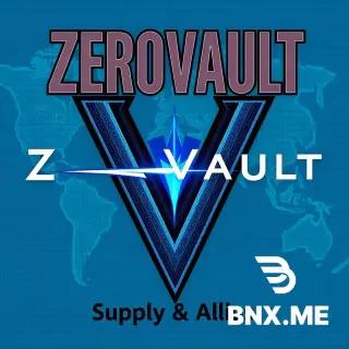 i wan a ad banner saying ZeroVault with a blue thing pircing through the V and the backround image as a blue World map ascii style and a bio that says Supply & Allies