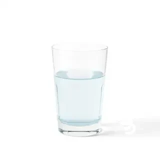 a glass of water  on a pristine white background