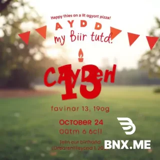 Generate an invitation for Cayden’s birthday he is turning 13 years old at Cayden’s house. We are having pizza on October 24 from four to 6 o’clock. Don’t go overboard with all the symbols and stuff. Just make it nice and simple and just make it look good, please.