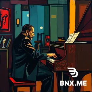 a man playing piano jazz club style cubist abstract style