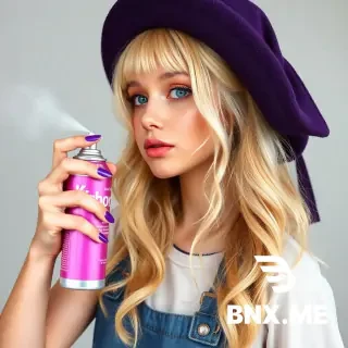 Create a blondie girl who's holding spray