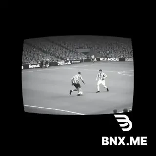 Scene: Black screen to vintage TV text Black and white grainy 1990s football footage, Newcastle United playing, old television screen with scan lines, nostalgic vintage effect, 4:3 aspect ratio