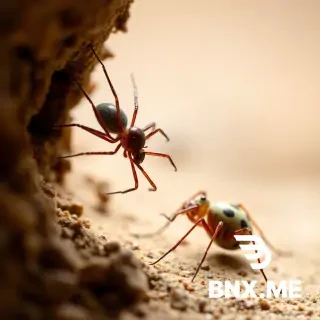 A battle between a spider trying to enter an ant hole