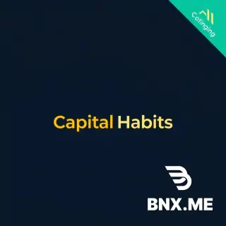 Modern logo for "Capital Habits". Stylized gold coin with a subtle "growth" line (arrow) splitting it, creating the letter "C". Abstract, clean, professional. Dark navy background, gold and teal accent colors. Tech/FinTech style. 1:1 aspect ratio.