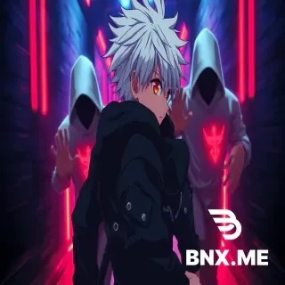 anime style, young man Cain, white messy hair with red tips, amber eyes with red glow, dark combat jacket with hood up, running desperately through dark alley with red/purple neon lights, looking back with fear, behind him two faceless white hooded figures (Error Hunters) with glowing red chest symbols, hands transforming into data cables reaching toward him, motion blur, dramatic shadows, low angle, high contrast, cinematic lighting, ultra HD, 8K, --ar 16:9