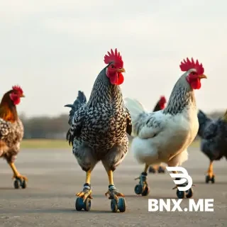 picture of roller skating chickens