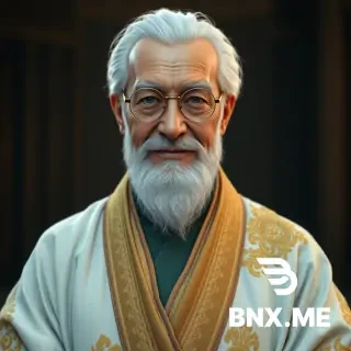 Hyper-realistic CGI, 8k resolution, Unreal Engine 5 render, Final Fantasy aesthetic, Subsurface scattering skin, Cinematic lighting, Ethereal glow, Detailed leather texture. An elderly man with a neatly trimmed white beard and round wire-rimmed spectacles. He wears ornate flowing white and gold robes of a high sage, with intricate gold embroidery along the sleeves and hem. His posture is calm and composed. His expression is gentle and warm, with a soft smile that reaches his eyes. Warm, soft lighting.