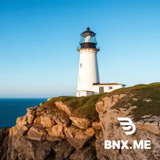 An old lighthouse on a high cliff by the ocean, daytime, standard lighting