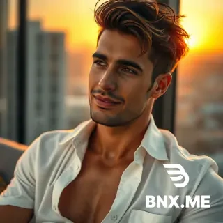 Portrait of a fit Persian man with fair skin, late 20s, clean-shaven or light stubble, sharp cheekbones, wearing an unbuttoned white linen shirt showing sitting in a modern luxury apartment during golden hour sunset, warm orange sunlight hitting his face, natural confident smirk, messy windswept hair, looking away from the camera with a subtle flirtatious side-eye, soft focus background, editorial GQ magazine style, realistic, 4k, ultra detailed --ar phone size