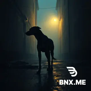 A solitary, emaciated black stray dog standing in the middle of a dark, ruined alleyway at dusk. The walls are cracked and peeling, covered in damp stains and dust. Thick, heavy fog (smog) hangs low in the air, glowing faintly with a sickly yellow hue from a distant, dying streetlamp. The ground is wet, muddy, and scattered with debris. The atmosphere is deeply melancholic, oppressive, and post-apocalyptic. The dog has a sharp silhouette, ribs slightly visible, looking into the distance with a hollow, weary gaze. Style: Cinematic, hyper-realistic, dramatic chiaroscuro lighting, dark ambient, moody, gritty textures, bleak color palette (deep grays, muddy browns, desaturated blues, and a hint of sickly yellow). --ar 2:3 --style raw --v 6