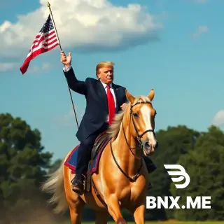 Trump riding a horse