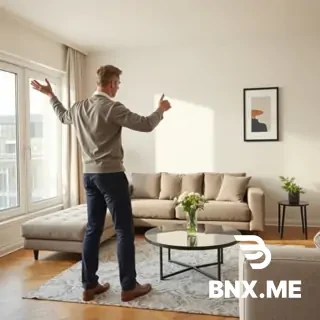 A man stands in a modern apartment interior, making slow, deliberate  hand gestures like conducting music. As he sweeps his hand to the left,  a sofa smoothly slides across the room into a new position by the  window. As he points toward the wall, a framed picture glides through  the air and settles perfectly straight on the wall. As he makes a  gentle downward motion, a coffee table's position shifts slightly and  a vase of flowers appears settled on top of it. Each object moves  smoothly and realistically, no walls or structural elements change,  only furniture and decor rearrange themselves in response to his  gestures. Camera slowly circles around him at medium distance, warm  natural daylight, photorealistic, cinematic interior design style.