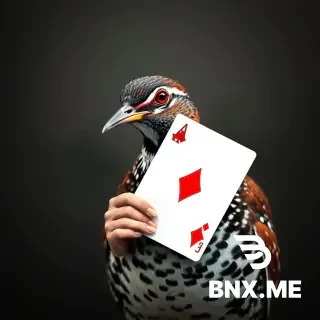 a partridge holding an ace of diamonds in its beak