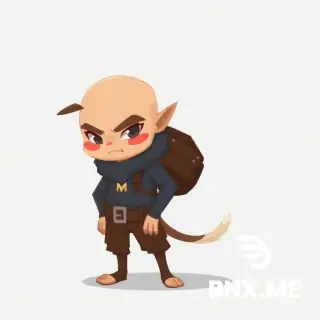 Character for 2D game, Small bald and furry nearby option. Variants can be made nearby as he grows.