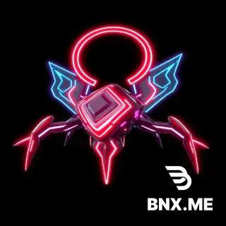 Style: TRON Legacy-inspired, cyberpunk, digital circuitry, low-poly stylized, emissive neon lines, sharp geometric shapes, black base material with glowing cyan and purple energy accents, no organic shapes, no photorealism, clean topology, game-ready asset, T-pose or neutral pose, isolated on pure black background, transparent PNG for 2D, PBR-friendly for 3D. 3D game enemy, small fast cyber creature, diamond-shaped crystal core with four needle-like legs, two spinning ring wings around it, sharp geometric, red glowing emissive body (#ff2d55) with darker metallic interior, low-poly, 200 triangles, isolated, transparent background, game-ready. [Universal 3D suffix]