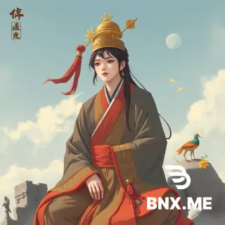 一个白色头发，在头顶上方长着白色狐狸耳朵的女孩，双手靠在栏杆上，目光看向远处，背景是无数的现代高楼大厦，日本的动漫风格，女孩身上穿着日本的和服，侧身背对着视角