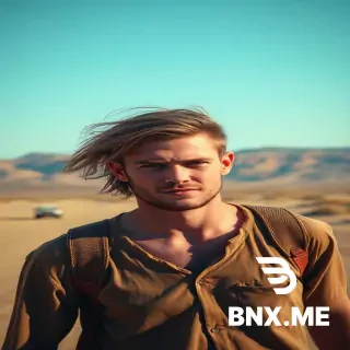 A young man is walking through the desert. He looks bad: his face is chapped from the sun and wind.