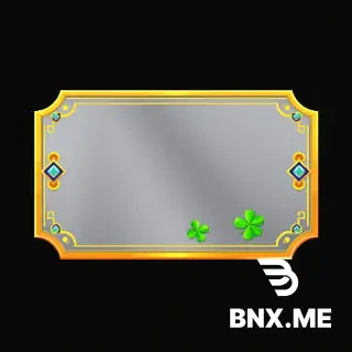 A beautifully designed pixel art scratch card, no text, pure 16-bit game asset style. The card shape is slightly ornate with decorative golden borders and corner gems. The central area is a metallic silver scratch-off panel, surrounded by pixel icons of gold coins, a tiny cute robot, and a four-leaf clover, all in vivid game colors. The card has a subtle glossy highlight to look like a valuable item. Isolated on a dark pixel background, crisp pixel edges, nostalgic game UI feel, beautiful shape, highly detailed pixel art.