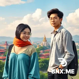 Would you please make an adv for a shop, "King" Fashion, that sells clothing for young people? The background landscape be Mandalay City in Myanmar as the shop is in that city and all people must be Myanmar young people. Landscape, Canvas size 6x4 inches, 300 DPI, RGB color