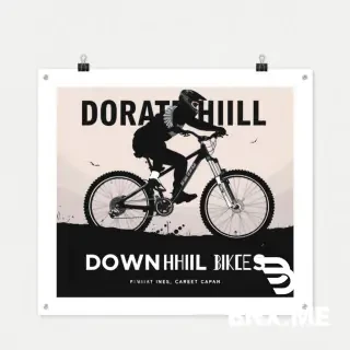 crate a poster with image of down hill bike and text a bout down hill bikes