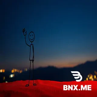 I want a stickman on the ledt waving whit 1 hand  and smiling