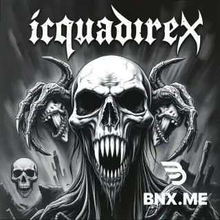 Slamming brutal death metal/goregrind album vocer with text "iquadrex".