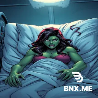 similar to she-hulk in a hospital bed angry trying to escape
