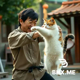 Jackie Chan fighting a cat