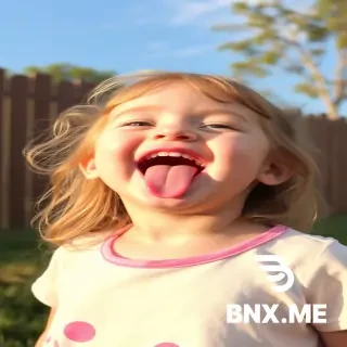 Toddler girl, tongue out