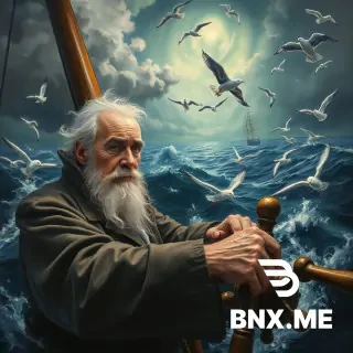 A detailed oil painting of an old sea captain, steering his ship through a storm. Saltwater is splashing against his weathered face, determination in his eyes. Twirling malevolent clouds are seen above and stern waves threaten to submerge the ship while seagulls dive and twirl through the chaotic landscape. Thunder and lights embark in the distance, illuminating the scene with an eerie green glow.