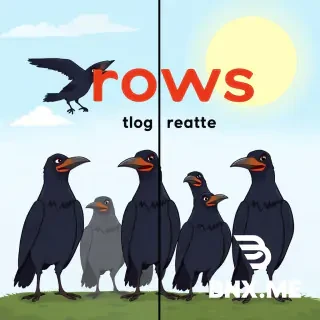 Generate a cartoon like image that show the group name for shows  the group name for crows duplicate and on the second image make 5 small differences for the viewer to spot.