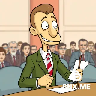 Make a image of baldi at a political meeting Voting to raise taxes and make him cartoon baldi