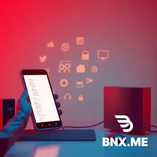 internet of things accesed with phone and computer with reddish-blue background somthing to show the people like the can access any thing in internet wen the have phone or computer
