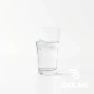 a glass of water quenches thirst, on a pristine white background