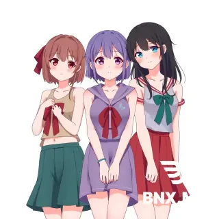 3 girls, not anime, without clothes