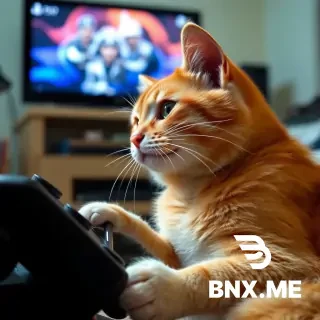 A cat playing PlayStation