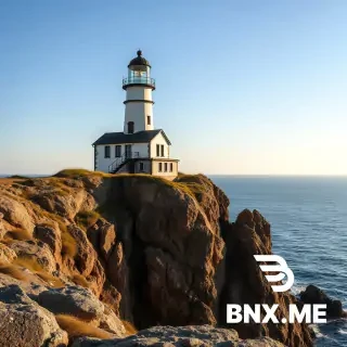 An old lighthouse on a high cliff by the ocean, daytime, standard lighting