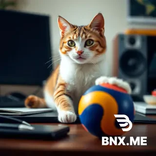 a cat on the desk and play ball