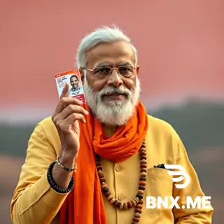make a image modi ji holding adhar card and give some roll also to this image
