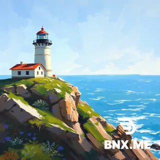 An old lighthouse on a high cliff by the ocean, oil painting style, thick brushstrokes, impressionism