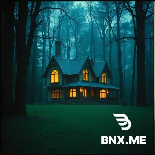 one flor witches house with big windows near the forest