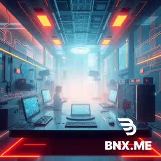 Futuristic abstract software engineering scene