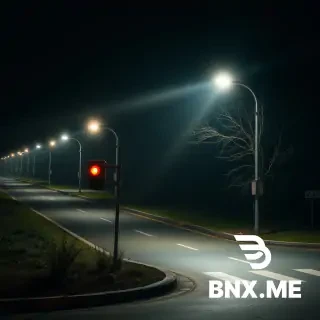 A street lighting at night and turn on