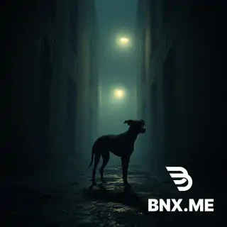 A solitary, emaciated black stray dog standing in the middle of a dark, ruined alleyway at dusk. The walls are cracked and peeling, covered in damp stains and dust. Thick, heavy fog (smog) hangs low in the air, glowing faintly with a sickly yellow hue from a distant, dying streetlamp. The ground is wet, muddy, and scattered with debris. The atmosphere is deeply melancholic, oppressive, and post-apocalyptic. The dog has a sharp silhouette, ribs slightly visible, looking into the distance with a hollow, weary gaze. Style: Cinematic, hyper-realistic, dramatic chiaroscuro lighting, dark ambient, moody, gritty textures, bleak color palette (deep grays, muddy browns, desaturated blues, and a hint of sickly yellow). --ar 2:3 --style raw --v 6
