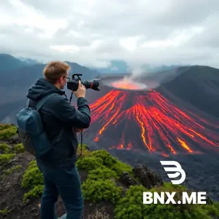 Reporter on a volcano