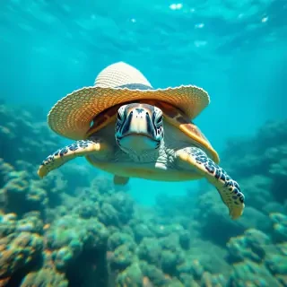 turtle in a panama hat